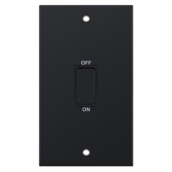 LGA Selectric DSL11-48 Matt Black, Black Insert 45amp Plate Switch 2 Gang 