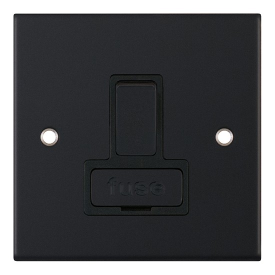LGA Selectric DSL11-28 Matt Black, Black Insert Switched Fuse Connection Unit