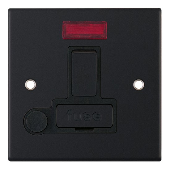 LGA Selectric DSL11-30 Matt Black with Black Insert Switched Fused Connection Unit with Neon and Flex Outlet