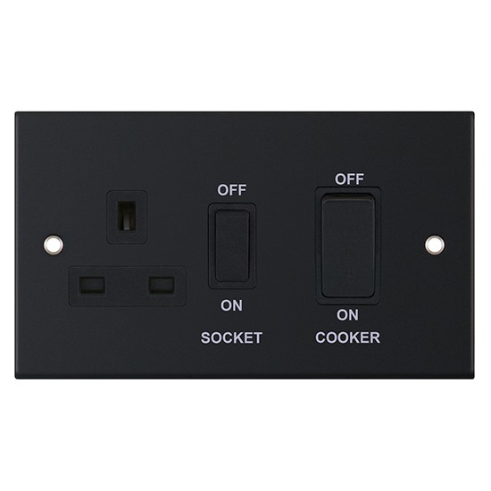 LGA Selectric DSL11-49 Matt Black, Black Insert 45amp Cooker Control Unit Switched