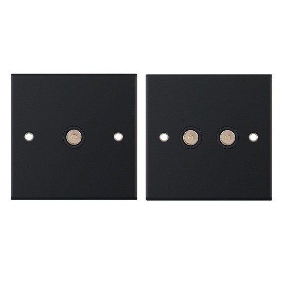 LGA Selectric DSL11 Matt Black TV/FM Coaxial Outlet