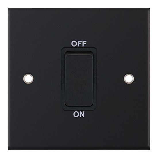 LGA Matt Black - Black Insert 45 Amp DP Switch 1 Gang Plate - DSL11-47