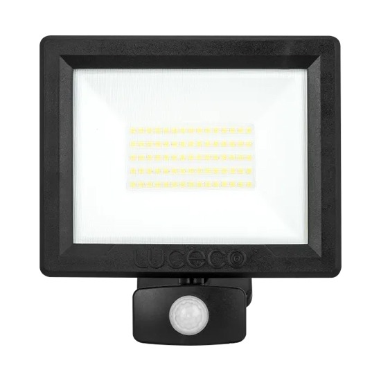 BG Luceco EFLD50B40P Eco Black 50W 4000Lm 4000K PIR LED Slimline Floodlight