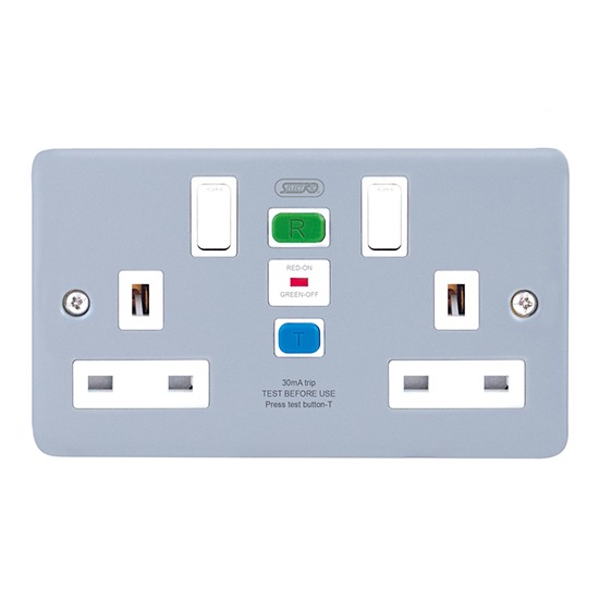 Selectric LGRCD-5 RCD Protected Type A 2-Gang DP Metal Clad Switched Socket