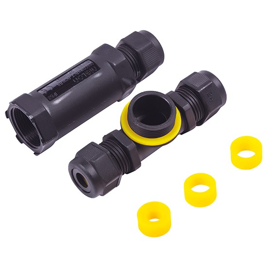 24A 600V IP68 3 Pole T Connector Black