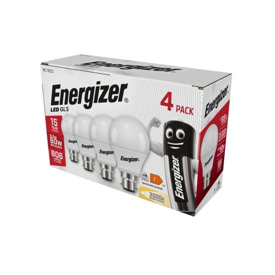 Energizer S14056 LED GLS Lamp 8.2W for 60W B22 BC - 4 Per Pack