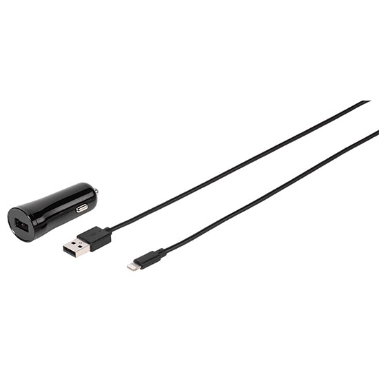 Vivanco 2.4A USB Car Charger with 1.2m Lightening Cable