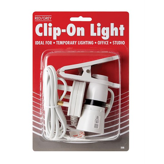 Clip-on Lamp Holder C/W Flex & Plug - White