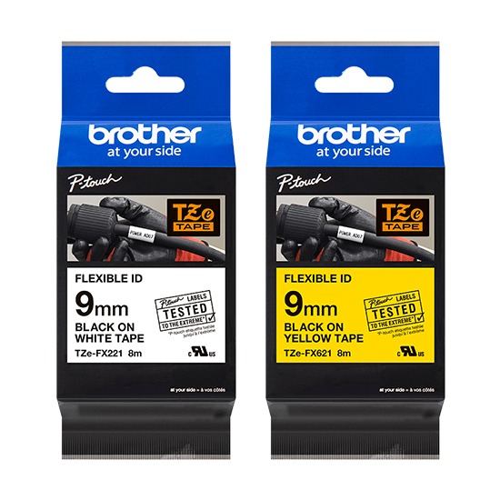 Brother Flexi Tape - 8 Metres x 9mm Black on White