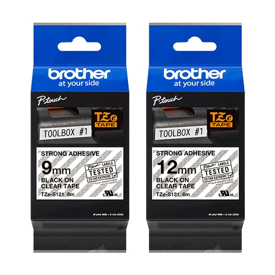 Brother Black on Clear Strong Adhesive Tape - 8 Metres