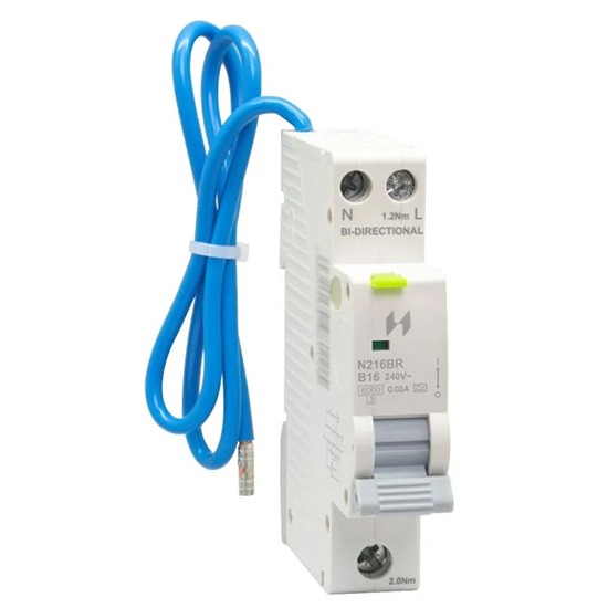 Navitas 30mA B Curve 1P+N Type A Compact Bi-Directional RCBO