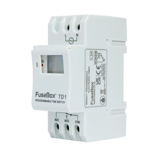 Fusebox TD1 7 Day 1CH 150 Hour Reserve Digital DIN Rail Time Clock