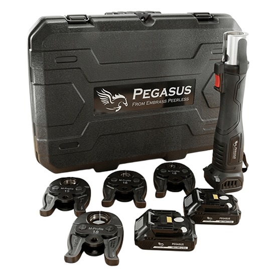 Pegasus 435100 PressFit Gun with M-Profile 15/22/28/35 Jaws, Battery & Charger