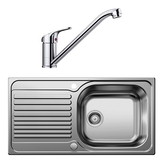 Blanco Tipo 6S XL Single Bowl Stainless Steel Sink inc. Daras Single Lever Tap - 950 x 500mm