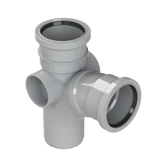 Polypipe 3" Grey Soil 92.5º Equal 2 Boss Single Branch ST301