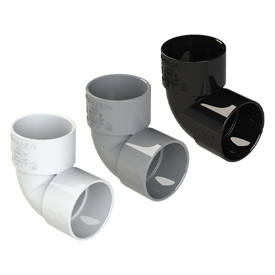 Polypipe 32mm WS15 Solvent Waste Pipe 90 Degree Knuckle Bend