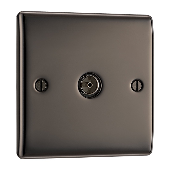 BG Electrical NBN60-01 Black Nickel Single Co-Axil Socket