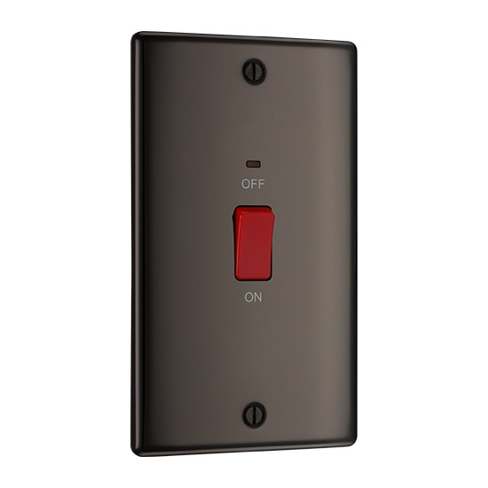 BG Electrical NBN72-01 Black Nickel 45A Double Pole Switch with Indicator - 1