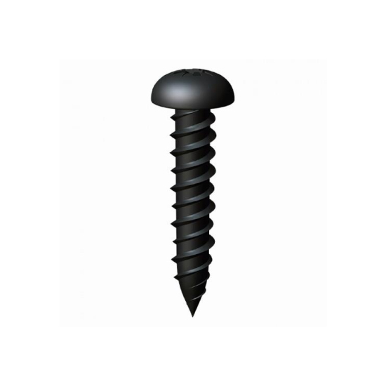 Black Japanned Round Head Pozi Drive Screw - Box 200