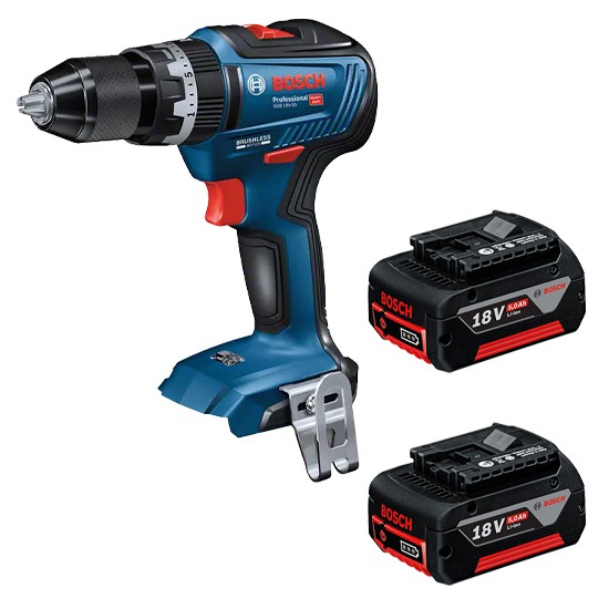 Bosch GSB18V-55 Combi Drill with 2 x 5ah Batteries