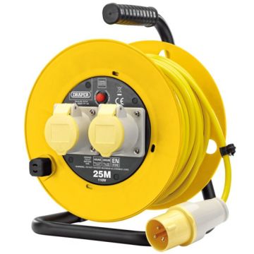 Draper 02124 110V Twin Extension Cable Reel - 25m