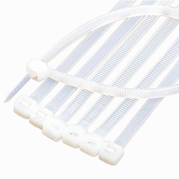 140mm x 3.6mm White PVC Cable Tie - Pack of 100