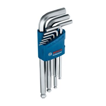 Bosch Professional Hex Allen Keys Set (9pcs: 1.5, 2, 2.5, 3, 4, 5, 6, 8, 10mm & Carton)