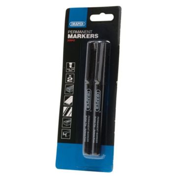 Draper 20942 Black Marker Pens - Pack of 2