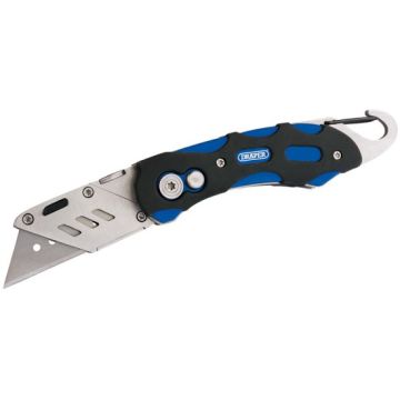 Draper 24383 Folding Trimming Knife with Belt Clip - Blue