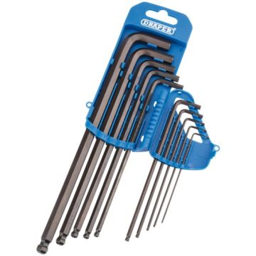 Draper 33723 Extra Long Imperial Hex & Ball End Hex Key Set - 10 Piece