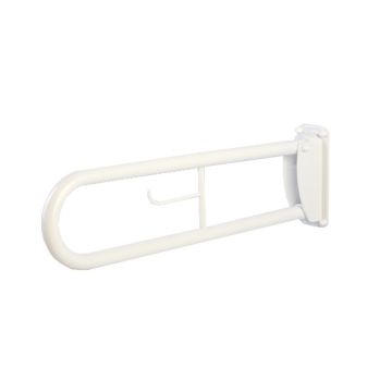Bathex 35mm Stainless Steel Hinged Support Rail c/w White Toilet Roll Holder