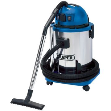 Draper 48499 Wet & Dry Vacuum Cleaner with Stainless Steel Tank 50L 1400W & 230V Power Tool Socket