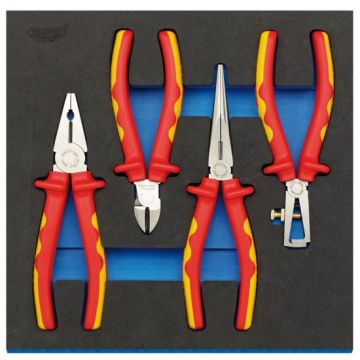 Draper 63216 VDE Approved 4 Piece Fully Insulated Plier Set in 1/2 Drawer Tray