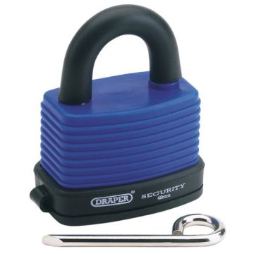 Draper 64175 Resettable 4 Number Combination Laminated Steel Padlock and Bumper, 48mm