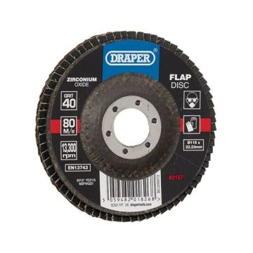 Draper FDZ115 Zirconium Oxide Flap Disc - 22.23 x 115mm