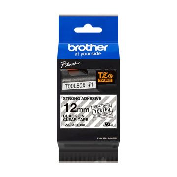 Brother Black on Clear Strong Adhesive Tape - 8 Metres