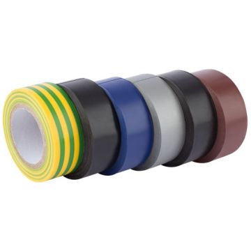 Draper 90086 Insulation Tape Mixed Colours - 10m x 19mm - Pack of 6