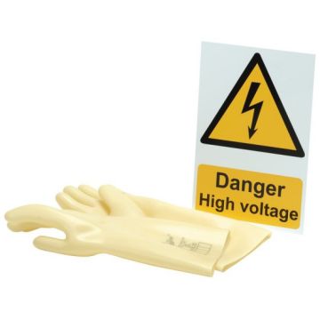 Draper 99715 Electrical Insulating Gloves & High Voltage Hazard Sign