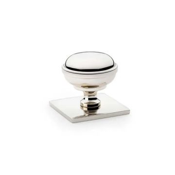 Alexander and Wilks - Quantock Cupboard Knob on Square Plate - 34mm