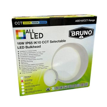 ALL LED ABD16/CCT/EM 16W LED Emergency White Bulkhead - Ø300 x 75mm