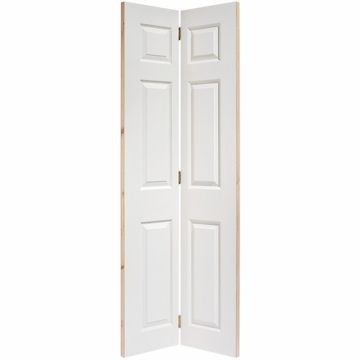 LPD 6 Panel Textured Bi-Fold White Moulded Internal Door - 6'6" x 2'6" x 1.3/8"