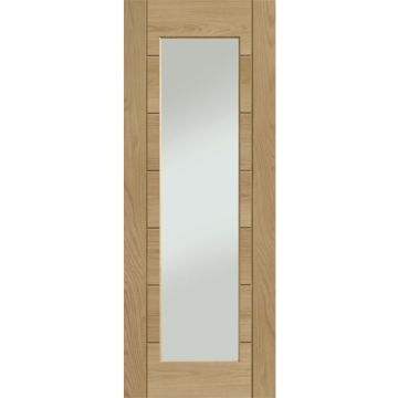 JBK Palomino Oak Unfinished Clear Glazed Internal Door