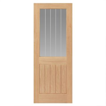 JB Kind Thames Half Light Clear & Etched Glass Oak Pre-Finished Internal Door
