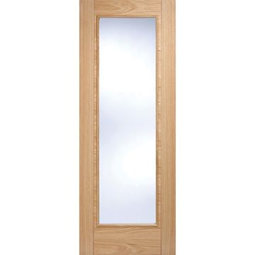 LPD Vancouver Pattern 10 Clear Glass Oak Ven Pre-Fin Int Pair Doors LHP Only