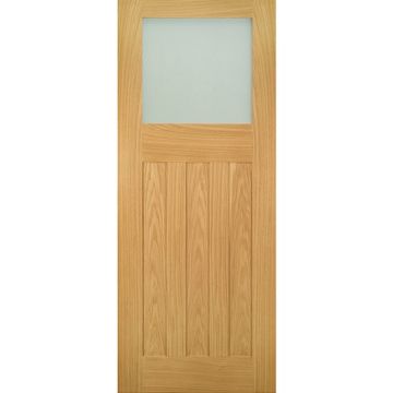 Deanta Cambridge (DX) 1 Light Obscure Glass Oak Veneer Unfinished Internal Door