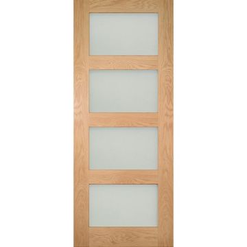 Deanta Coventry (Shaker) 4 Light Obscure Glass Oak Veneer Unfinished Internal Door
