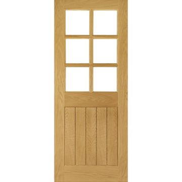 Deanta Ely 6 Light Clear Bevel Glass Oak Veneer Unfinished Internal Door