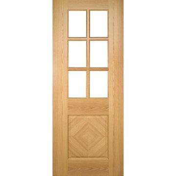 Deanta Kensington 6 Light Clear Bevel Glass Oak Veneer Pre-Finished Internal Door