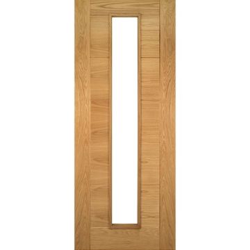 Deanta Seville 1 Light Clear Glass Oak Veneer Pre-Finished Internal Door