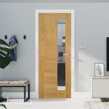 Deanta Seville 1SL Clear Oak Veneer Pre-Finished Internal Door
